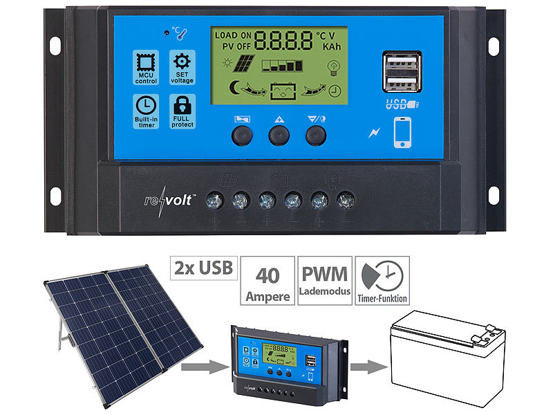 30A Laderegler Solar Photovoltaik Solarmodul Solarpanel Controller 12V/24V DE 