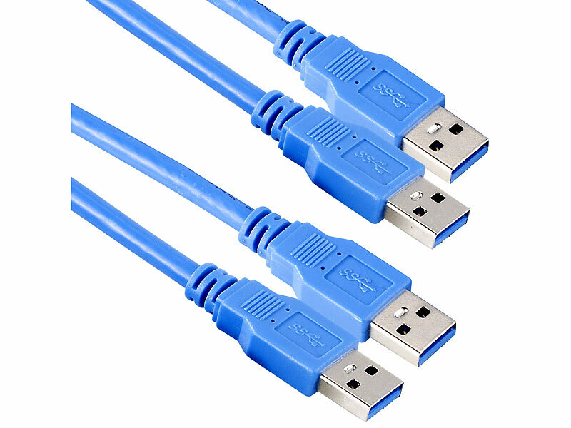 c-enter USB Ladekabel Stecker: 2er-Set USB-3.0-Kabel Super-Speed Typ A  Stecker auf Stecker, 1,8 m (Ladekabel mit USB Anschlüssen)