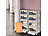 Xcase 8er-Set Camping-Boxen mit Bambus-Schneidebrett und Rollen, je 55 l Xcase Faltbare Aufbewahrungsboxen mit Deckel, MDF-Ablage und seitlichen Klappen, transparent