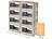 Xcase 8er-Set Camping-Boxen mit Bambus-Schneidebrett und Rollen, je 55 l Xcase Faltbare Aufbewahrungsboxen mit Deckel, MDF-Ablage und seitlichen Klappen, transparent