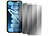 Somikon 4er-Set Schutzfolien, gehärtetes Glas,  iPhone 13 ProMax Somikon Schutzfolien aus gehärtetem Glas mit Anti-Spy-Schutz für iPhone, inkl. Installations-Werkzeug