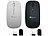 GeneralKeys 2er-Set Akku-Mini-Maus mit Bluetooth 5.2 & 2,4 GHz, weiß & schwarz GeneralKeys Geräuscharme Mini-Mäuse mit Bluetooth und USB-Empfänger