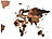 infactory Wanddeko "3D-Weltkarte" aus Holz, 120 x 73 cm, werkzeugloses Anbringen infactory Holz-Wanddekos Weltkarte mit 3D-Effekt, werkzeugloses Anbringen