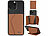 Xcase Kartenhalter & Geldbörse für iPhone, MagSafe-komp., 4 Karten, braun Xcase Kartenhalter-Wallet für iPhone mit MagSafe, klappbar, für 3 Karten