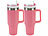 Rosenstein & Söhne 2er-Set doppelwandige Vakuum-Thermobecher, 1.200 ml, Trinkhalm, pink Rosenstein & Söhne XXL-Thermobecher für Auto-Getränkehalter