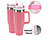 Rosenstein & Söhne 2er-Set doppelwandige Vakuum-Thermobecher, 1.200 ml, Trinkhalm, pink Rosenstein & Söhne XXL-Thermobecher für Auto-Getränkehalter