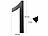 PEARL Hausnummer aus Metall, Nummer 1, 200 x 80 x 2 mm, schwarz PEARL Hausnummern aus Metall