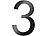 PEARL Hausnummer aus Metall, Nummer 3, 200 x 130 x 2 mm, schwarz PEARL Hausnummern aus Metall