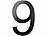 PEARL Hausnummer aus Metall, Nummer 9, 200 x 130 x 2 mm, schwarz PEARL Hausnummern aus Metall