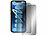 Somikon 4er-Set Schutzfolien aus gehärtetem Glas, iPhone 13 Pro Somikon Schutzfolien aus gehärtetem Glas mit Anti-Spy-Schutz für iPhone, inkl. Installations-Werkzeug