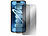 Somikon 2er-Set Schutzfolien, gehärtetes Glas, kompatibel mit iPhone 14 ProMax Somikon Schutzfolien aus gehärtetem Glas mit Anti-Spy-Schutz für iPhone, inkl. Installations-Werkzeug