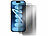 Somikon 4er-Set Schutzfolien, gehärtetes Glas, iPhone 16 ProMax Somikon Schutzfolien aus gehärtetem Glas mit Anti-Spy-Schutz für iPhone, inkl. Installations-Werkzeug