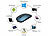 GeneralKeys 2er-Set Flache Akku-Mini-Maus mit Bluetooth 5.2 & 2,4 GHz, graublau GeneralKeys Geräuscharme Mini-Mäuse mit Bluetooth und USB-Empfänger
