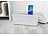 Callstel 2er-Set Kabelboxen groß, mit Smartphone- & Tablet-Ladesteckplatz, weiß Callstel Kabelboxen mit Ladesteckplätze für Mobilgeräte