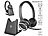 Callstel Profi-Stereo-Headset mit Bluetooth 5, 18-Std.-Akku & 2in1-Ladestation Callstel Kabellose Stereo-Headsets mit Bluetooth und Ladestation