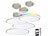Luminea Home Control 4er-Set Super Slim WLAN-CCT-LED-Deckenlampen, App, Hängehalterung Luminea Home Control Super-Slim-LED-Deckenlampen mit Hängehalterung, RGB-Backlight, WLAN und Fernbedienung 