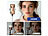 Somikon Smartphone-Selfie-Stativ, 2 LED-Lichter, bis 170 cm, BT-Fernauslöser Somikon Smartphone-Selfie-Stative mit 2 LED-Lichtern und Bluetooth-Fernauslösern