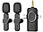 Callstel 2er-Set Ansteck-Funk-Mikrofone, Akku, für USB-C, 8-PIN, 3,5-mm-Klinke Callstel 2,4-GHz-Funkmikrofon-Sets mit Empfänger für USB-C-Anschluss