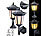 Lunartec 2er-Set Solar-LED-Stand- & Wandlaternen mit Flammeneffekt, IP44 Lunartec Solar-LED-Wand- und Sockelleuchten mit Flammeneffekt