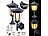 Lunartec 2er-Set Solar-LED-Stand- & Wandlaternen mit Flammeneffekt, IP44 Lunartec Solar-LED-Wand- und Sockelleuchten mit Flammeneffekt