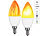 Luminea 2er-Set LED-Lampen mit Flammeneffekt, 3 Beleuchtungs-Modi, E14, 2 W, Luminea LED-Flammen-Lampen (E14)