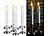 Kerzen mit Ständer: Britesta 8er-Set LED-Stabkerzen mit silbernem Kerzenständer, flackernde Flamme