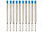 Kugelschreiberminen: PEARL 10er-Set Kugelschreiber-Minen, in blau, Stärke B