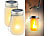 Luminea 2er-Set Solar-LED-Hängelampen im Einmachglas, Flammeneffekt, IP44 Luminea Solar-LED-Einmachgläser mit Fackel-Effekt