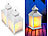 Lunartec 2er Pack LED-Laterne mit realistischem Flammenspiel und Timer, weiß Lunartec LED-Laternen mit Flammenspiel