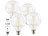 Luminea 4er-Set LED-Filament-Birnen, E27, E, 6 W, 806 lm, 345° Luminea LED-Filament-Globen E27 (tageslichtweiß)