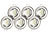 Luminea 6er-Set Einbaurahmen MR16, Nickel, inkl. LED-Spotlights, 3 W, weiß Luminea Lampen-Einbaufassungen