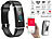 Smartwatch mit GPS: PEARL Fitness-Armband, GPS-Streckenverlauf, Puls, XL-Farb-Display, App, IP67