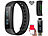 newgen medicals Fitness-Armband m. Bluetooth, Benachrichtigung, Pulsmesser, OLED, IP67 newgen medicals Fitness-Armbänder mit Herzfrequenz-Messung und Nachrichtenanzeige