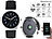 simvalley MOBILE Smartwatch mit Herzfrequenz-Messung, Bluetooth 4.0, Versandrückläufer simvalley MOBILE Smartwatches mit Pulssensor für iOS & Android