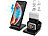 Callstel 3in1-Induktions-Ladestation für Smartphone, Apple Watch & AirPods, 10W Callstel Faltbare Qi-kompatible 3in1-Ladestationen für Smartphone, Apple Watch & AirPods