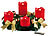 Künstlicher Adventskranz: Britesta Adventskranz, golden, 4 rote LED-Kerzen mit bewegter Flamme
