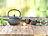 Rosenstein & Söhne Asiatische Teekanne, Untersetzer und 2 Becher, Gusseisen, schwarz/blau Rosenstein & Söhne Tee-Service aus Gusseisen
