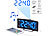 Uhrenradio: auvisio Projektions-Radiowecker mit Curved-Display, Dual-Alarm & USB-Ladeport