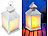 Lampe: Lunartec 2er Pack LED-Laterne mit realistischem Flammenspiel und Timer, weiß