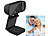 USB Kamera 4K: Somikon 4K-USB-Webcam mit Linsenabdeckung, Mikrofon und Autofokus