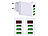 revolt Intelligentes 3-Port-USB-Wandnetzteil mit LED-Display, 3,1 A, 15,5 W revolt Mehrfach-USB-Netzteile mit Spannungsanzeigen