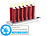 Lunartec 12 LED-Akku-Kerzen mit Edelstahl-Haltern, rot (Versandrückläufer) Lunartec Akku LED-Stabkerze