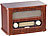 auvisio Nostalgisches Stereo-FM-Radio 12W, Holz, Akku, Bluetooth, USB Ladeport auvisio Retro-UKW-Radios