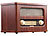 auvisio Nostalgisches Stereo-FM-Radio 12W, Holz, Akku, Versandrückläufer auvisio