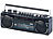 auvisio Retro-Boombox mit Kassetten-Player, Radio, USB, SD & Bluetooth, 8 Watt auvisio Ghettoblaster mit Kassettenspieler, Radio und Bluetooth