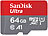 SanDisk Ultra microSDXC, 64 GB, 100 MB/s, Class 10, U1, A1, mit Adapter SanDisk microSD-Speicherkarten UHS U1