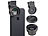 Somikon 2in1-HD-Vorsatz-Linsen-Set mit Super-Weitwinkel & Makro, Premium-Glas Somikon Smartphone-HD-Vorsatz-Linsen-Sets mit Makro und Weitwinkel
