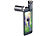Somikon Vorsatz-Tele-Objektiv für Smartphones, Dreibein-Stativ & Fernauslöser Somikon Vorsatz-Tele-Objektive mit Smartphone-Stativen und Fernauslösern