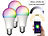 Luminea Home Control 3er-Set WLAN-LED-Lampen, für Amazon Alexa, GA, E27, RGBW, 15 W Luminea Home Control WLAN-LED-Lampen E27 RGBW