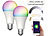 Luminea Home Control 2er-Set WLAN-LED-Lampen, für Amazon Alexa/GA, E27, RGB, CCT, 12 W Luminea Home Control WLAN-LED-Lampen E27 RGBW